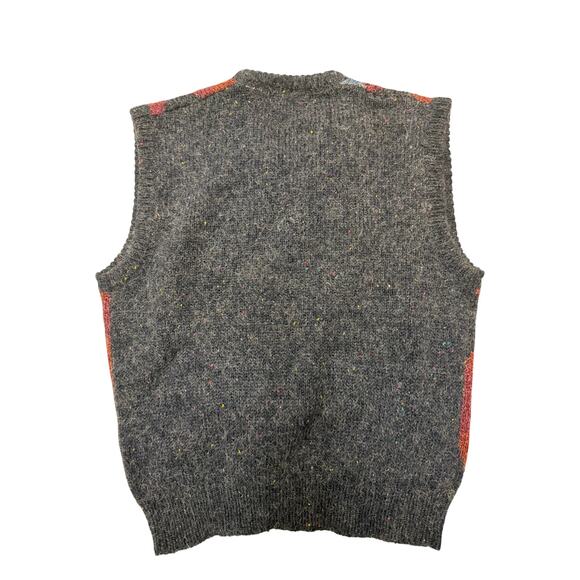 Astor vest gray argyle pattern red and blue wool short sleeve Men vintage - Picture 3 of 3